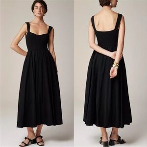 J. Crew Sweetheart Tank Maxi Dress Poplin A Line Skirt Black XXL